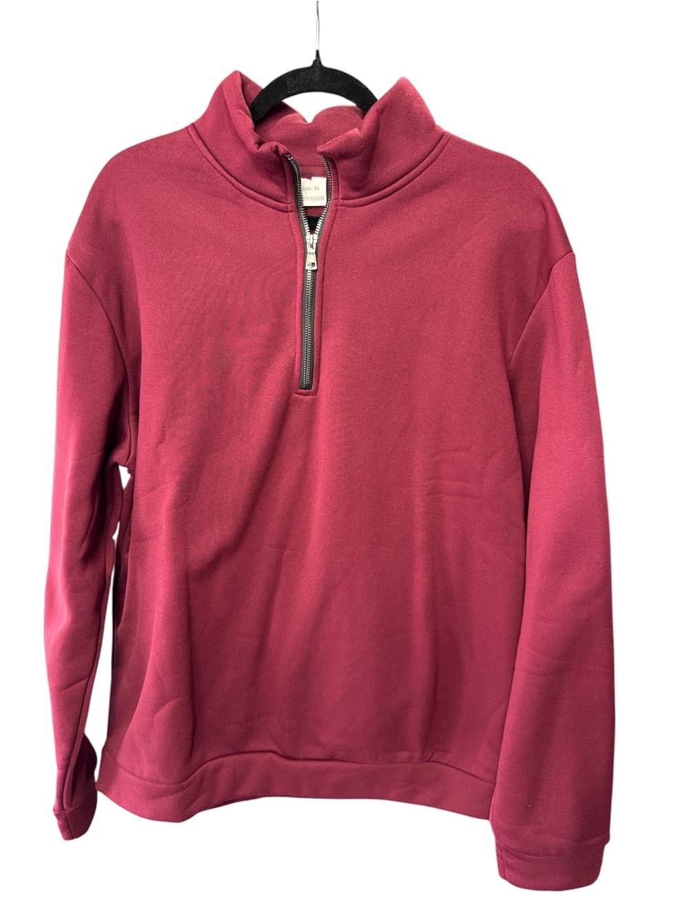 Unisex Half-Zip Pullover Sweater in Burgundy XL